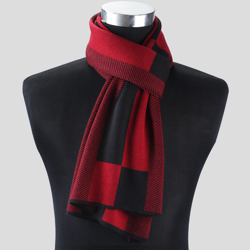 Men’s Plaid Knit Scarf – Warm Tartan Winter Neck Wrap Gift for Him