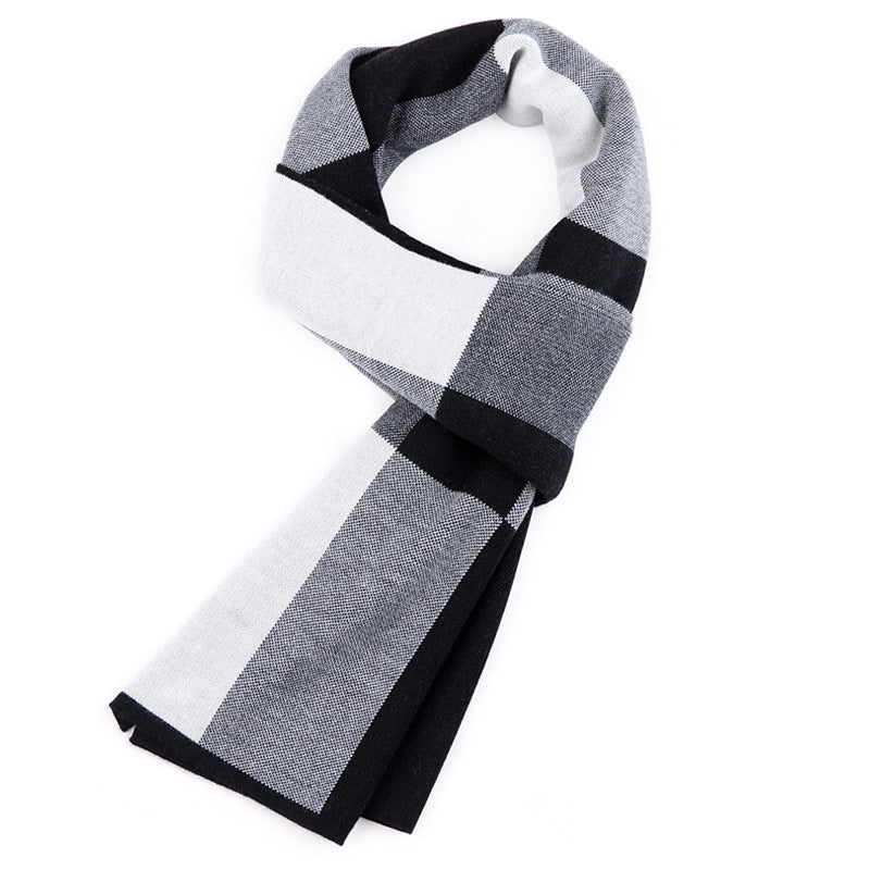 Men’s Plaid Knit Scarf – Warm Tartan Winter Neck Wrap Gift for Him