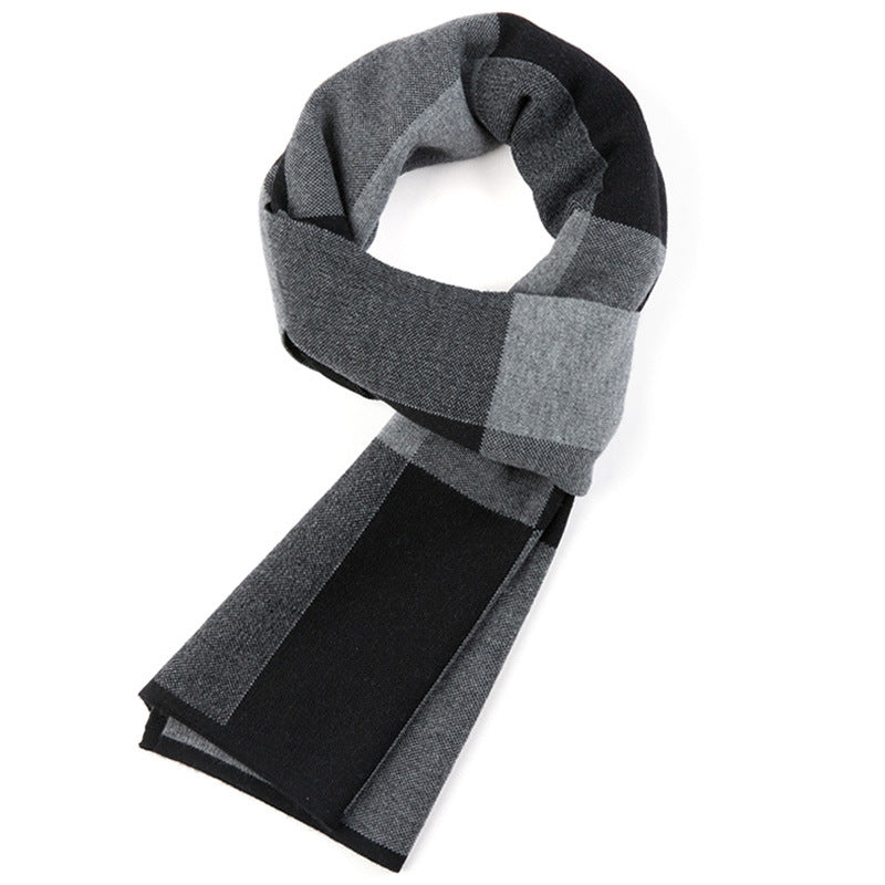 Men’s Plaid Knit Scarf – Warm Tartan Winter Neck Wrap Gift for Him
