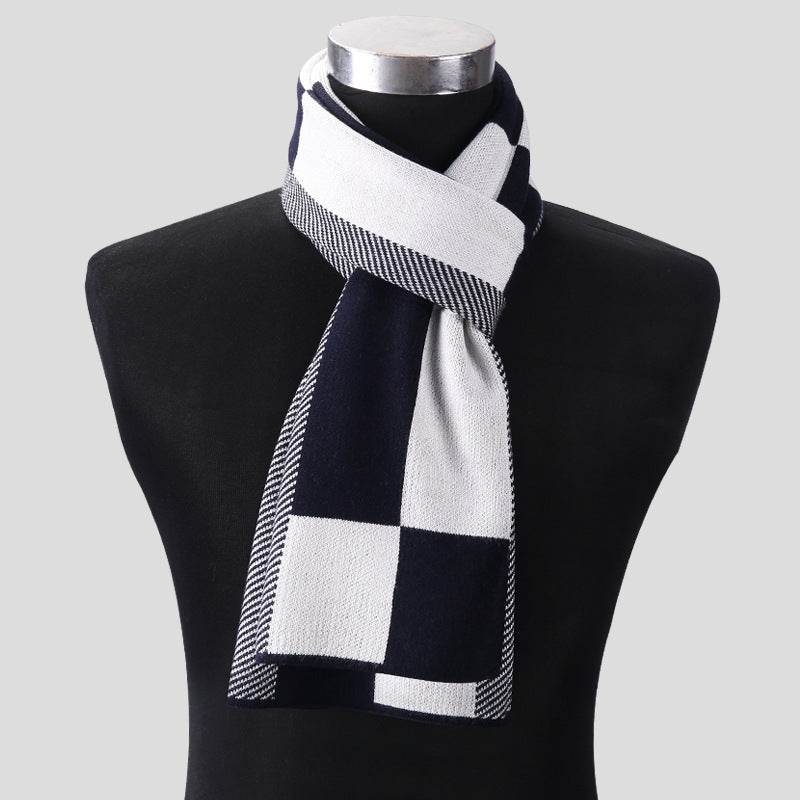 Men’s Plaid Knit Scarf – Warm Tartan Winter Neck Wrap Gift for Him