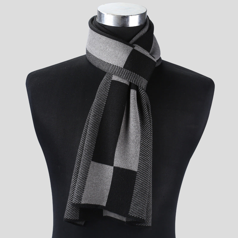 Men’s Plaid Knit Scarf – Warm Tartan Winter Neck Wrap Gift for Him