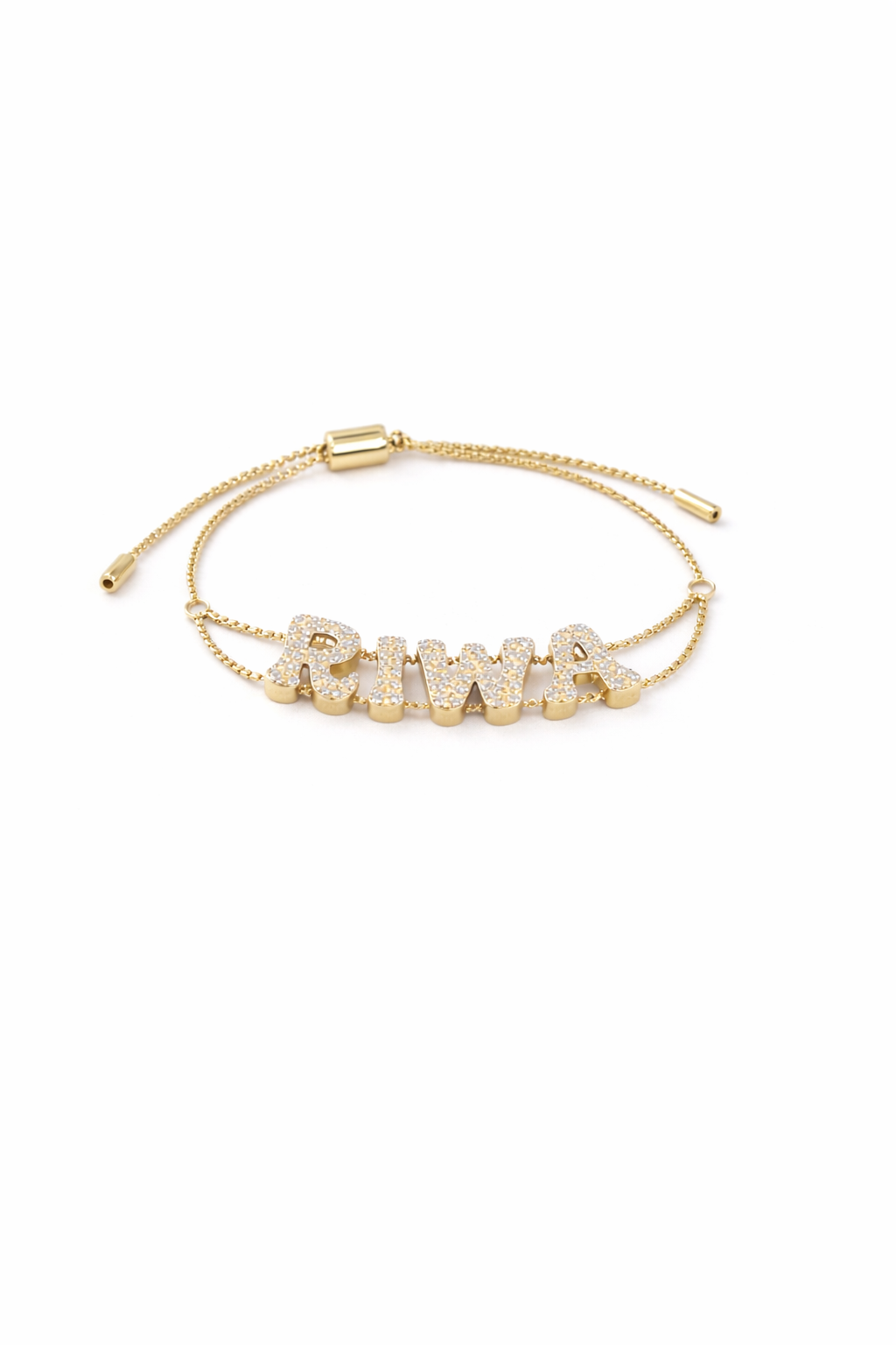 Sparkling Bubble Name Bracelet – Personalized CZ Jewelry, Tarnish-Resistant Adjustable Bracelet