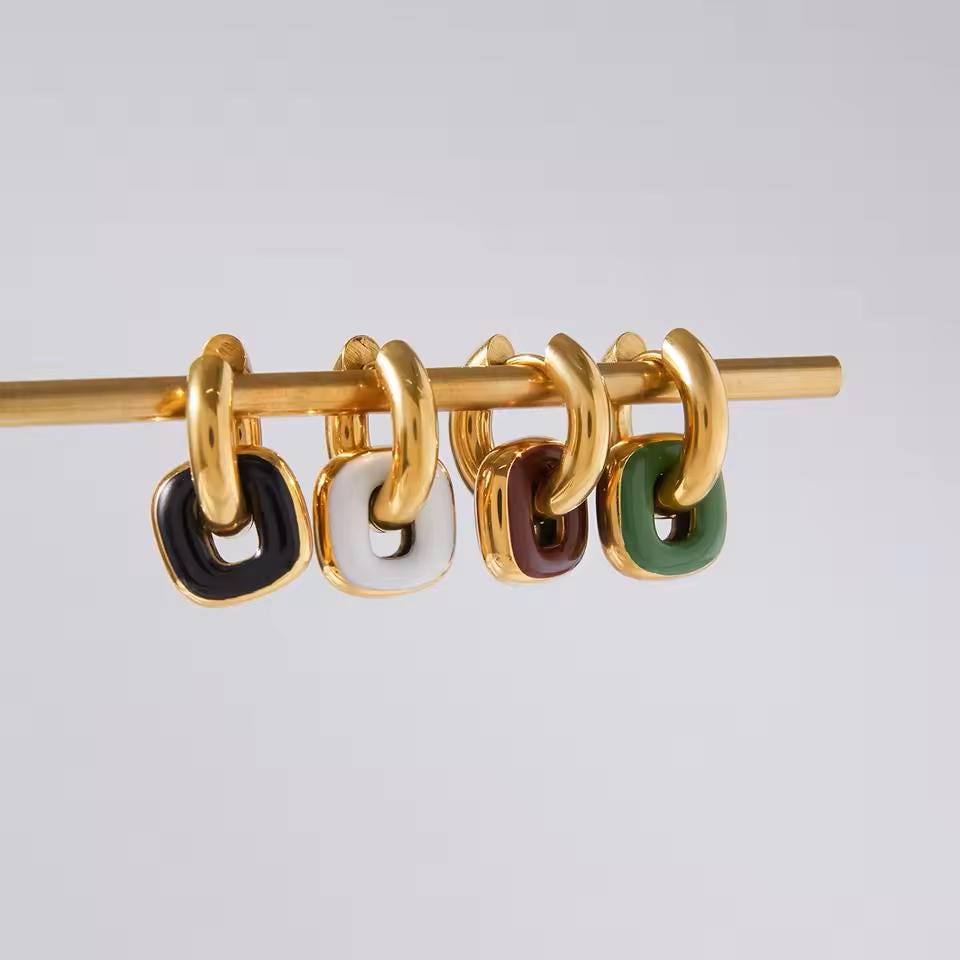 Modern Gold and Brown Hoop Earrings Double Layer Statement Jewelry for Her