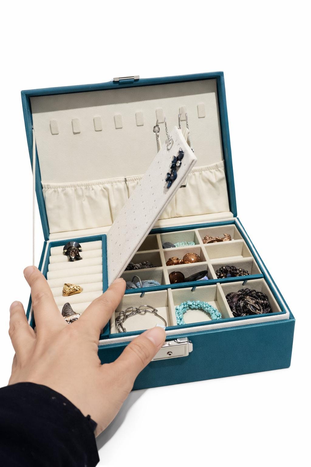 Custom Leather Jewelry Storage Box – Double Layer Travel Organizer for Women