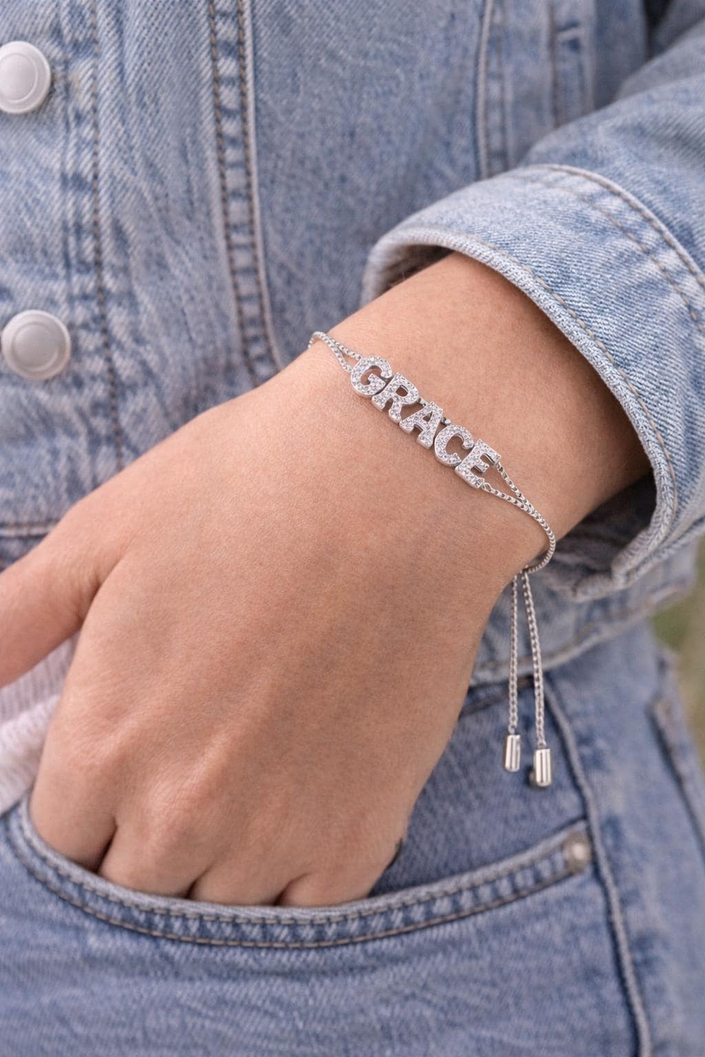 Sparkling Bubble Name Bracelet | Personalized CZ Jewelry, Tarnish-Resistant & Adjustable