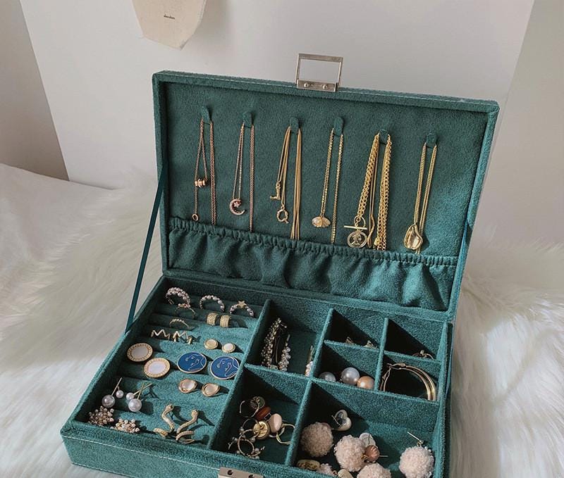 Large Jewelry Organizer Box with Drawers – Multi Layer Storage for Earrings, Necklaces & Rings