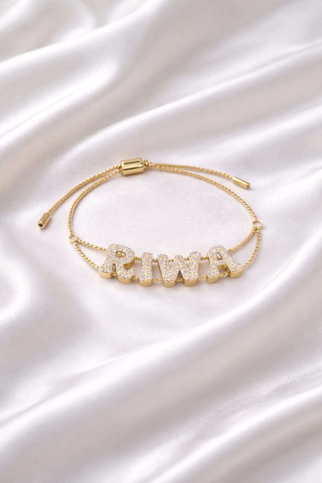 Sparkling Bubble Name Bracelet | Personalized CZ Jewelry, Tarnish-Resistant & Adjustable