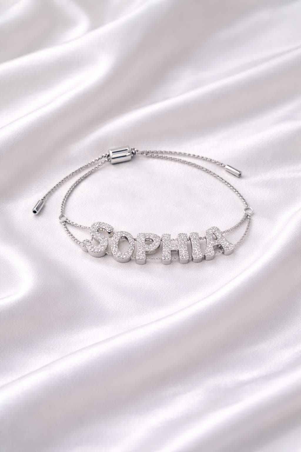 Sparkling Bubble Name Bracelet | Personalized CZ Jewelry, Tarnish-Resistant & Adjustable