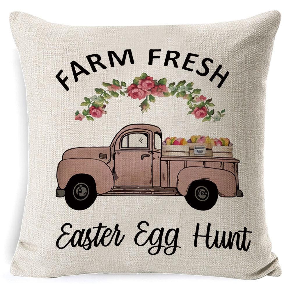 Easter Bunny Pillow Cover, Spring Rabbit Cushion Case