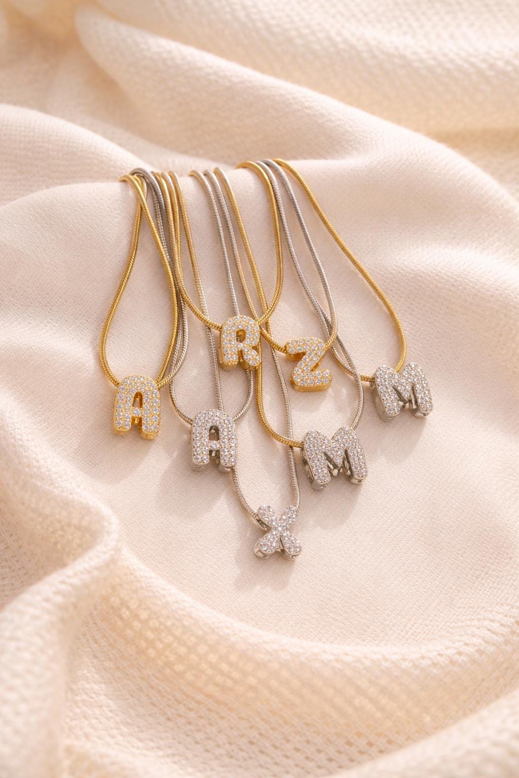 Initial Necklace A-Z, Gold Plated Stainless Steel Alphabet Letter Pendant Jewelry