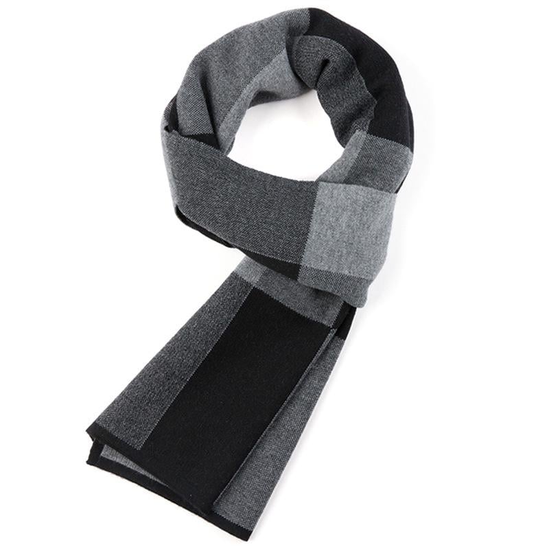 Men’s Plaid Knit Scarf – Warm Tartan Winter Neck Wrap Gift for Him