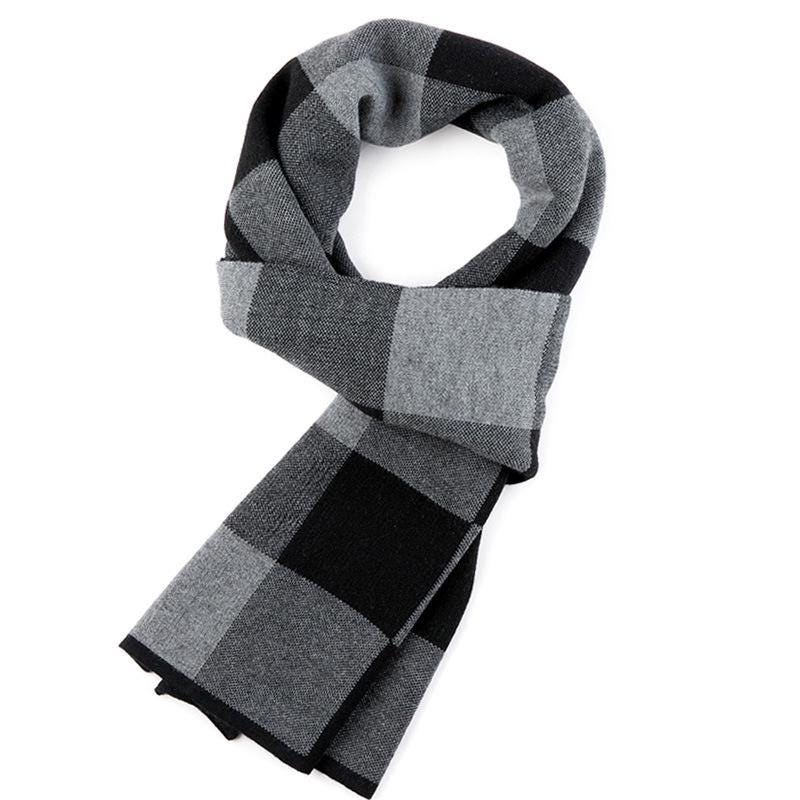 Men’s Plaid Knit Scarf – Warm Tartan Winter Neck Wrap Gift for Him