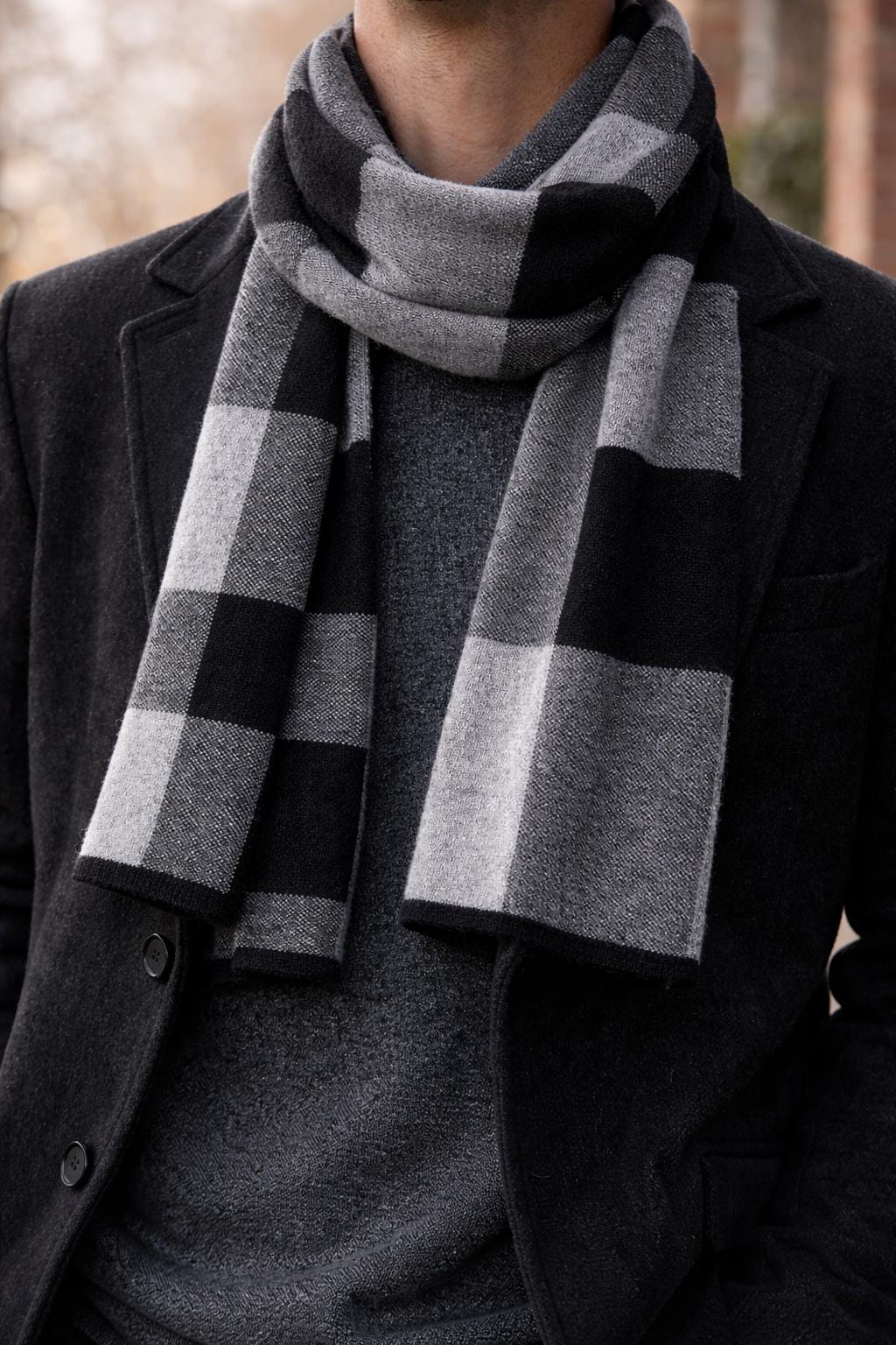 Men’s Plaid Knit Scarf – Warm Tartan Winter Neck Wrap Gift for Him