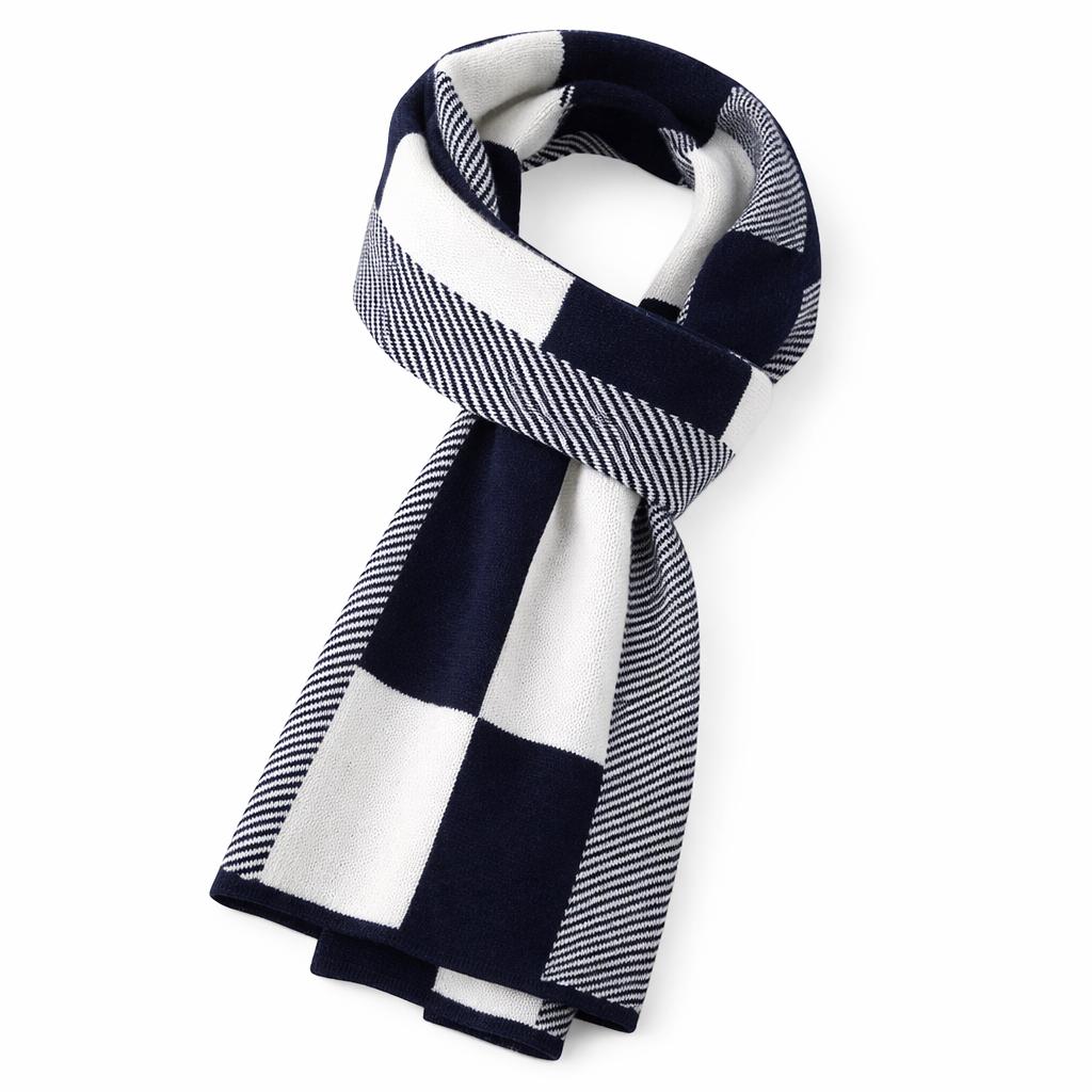 Men’s Plaid Knit Scarf – Warm Tartan Winter Neck Wrap Gift for Him