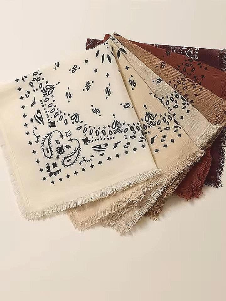 Vintage Knitted Bandana Lightweight Head Scarf Square Hair Wrap Neck Scarf