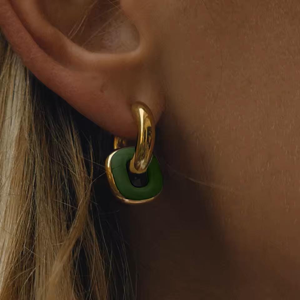Modern Gold and Brown Hoop Earrings Double Layer Statement Jewelry for Her