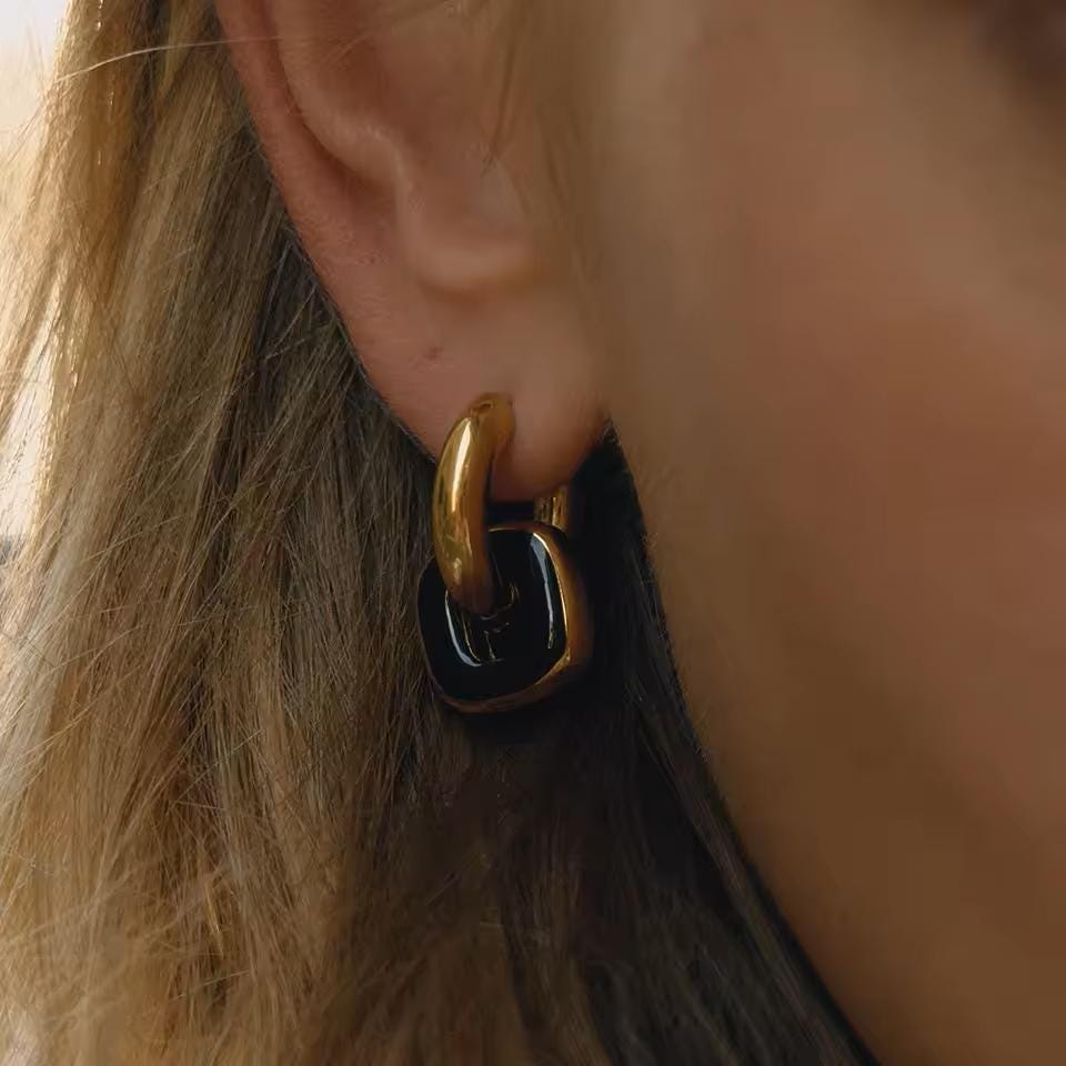 Modern Gold and Brown Hoop Earrings Double Layer Statement Jewelry for Her