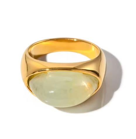 Retro Jelly Heart Cabochon Ring – Stainless Steel Gold or Silver Chunky Statement Ring