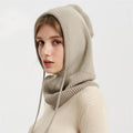 Winter Wool Balaclava Hat – Handwoven Tatting Hooded Scarf, Warm Knit Hood Neck Warmer
