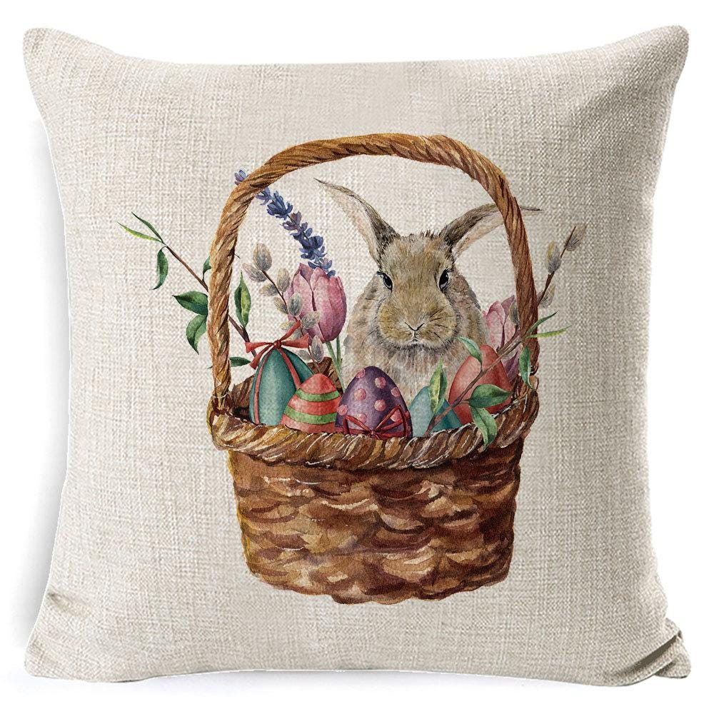 Easter Bunny Pillow Cover, Spring Rabbit Cushion Case