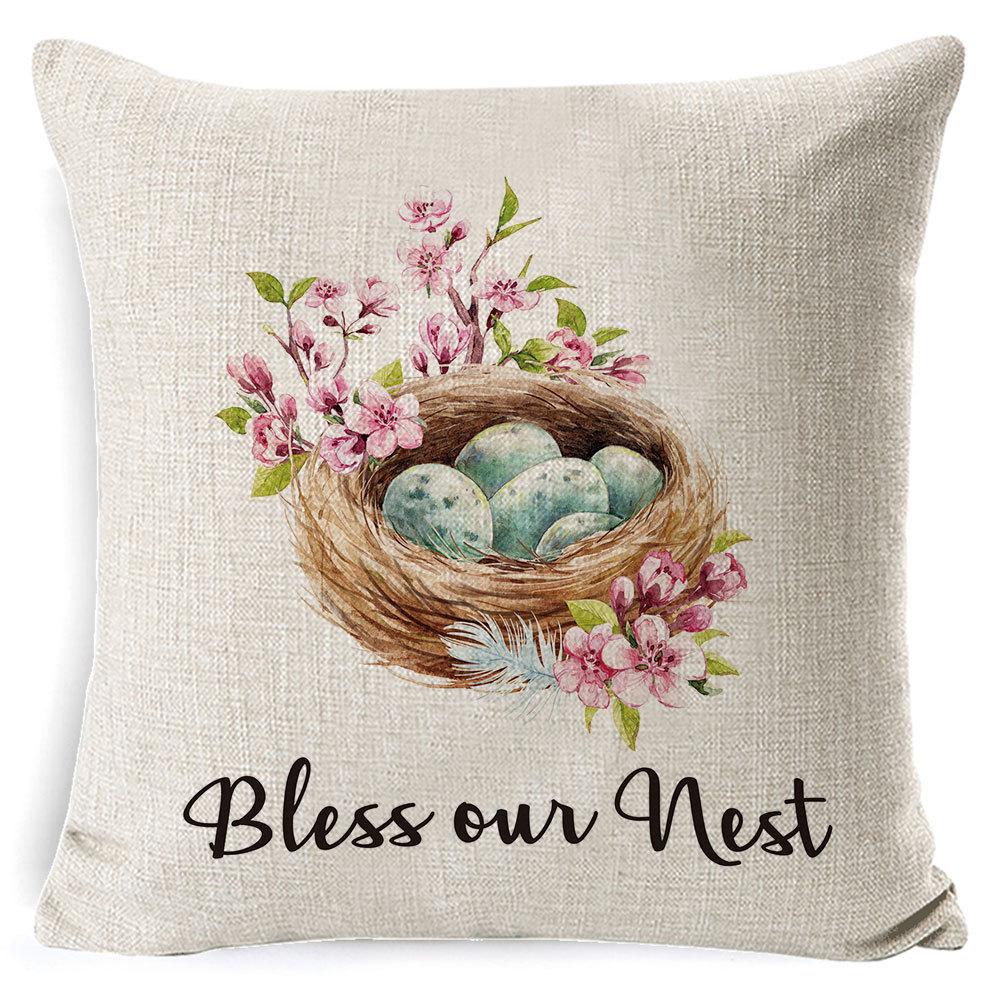 Easter Bunny Pillow Cover, Spring Rabbit Cushion Case