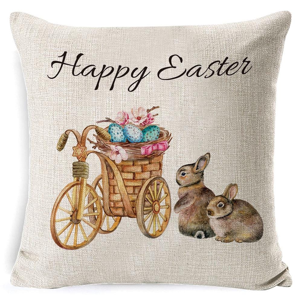 Easter Bunny Pillow Cover, Spring Rabbit Cushion Case