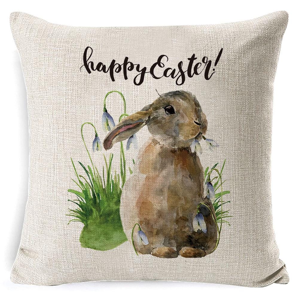 Easter Bunny Pillow Cover, Spring Rabbit Cushion Case