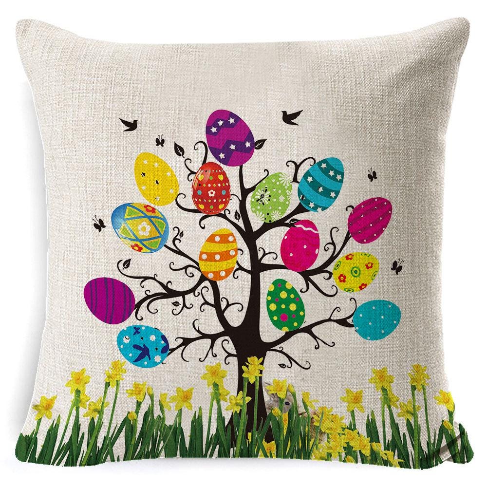 Easter Bunny Pillow Cover, Spring Rabbit Cushion Case