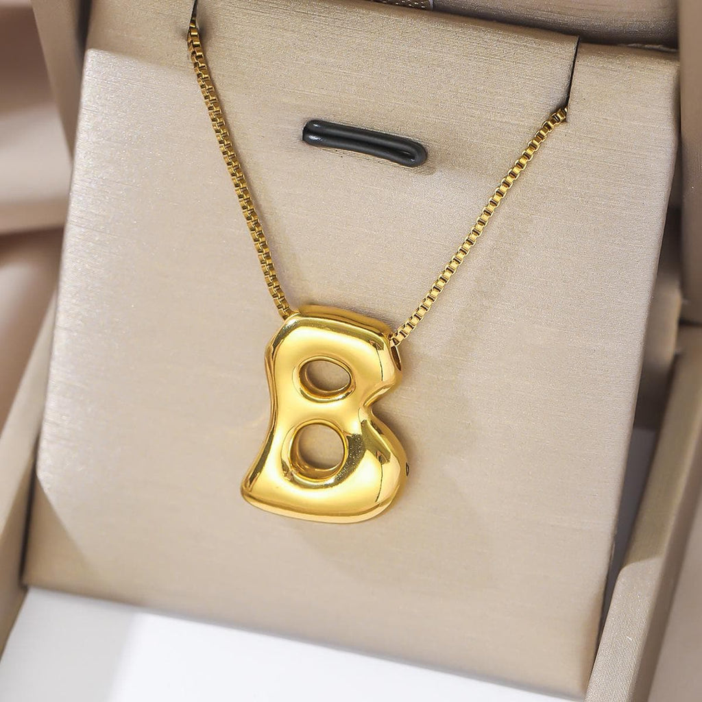 Glossy Bubble Balloon Letter Pendant Necklace