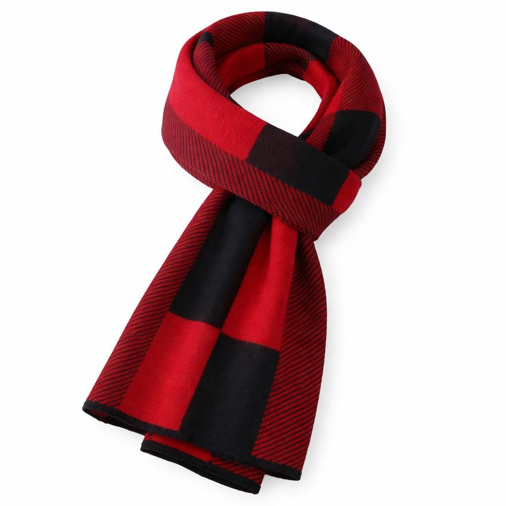 Men’s Plaid Knit Scarf – Warm Tartan Winter Neck Wrap Gift for Him