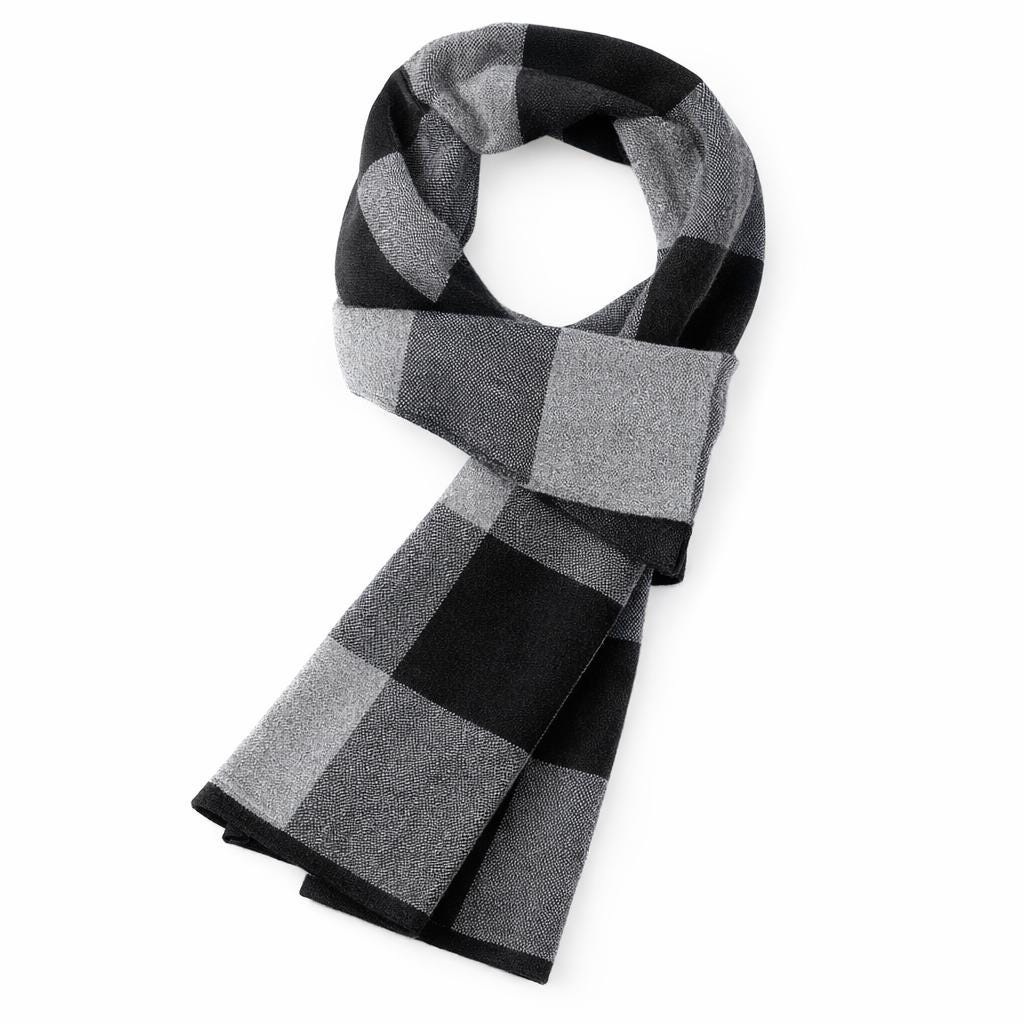 Men’s Plaid Knit Scarf – Warm Tartan Winter Neck Wrap Gift for Him