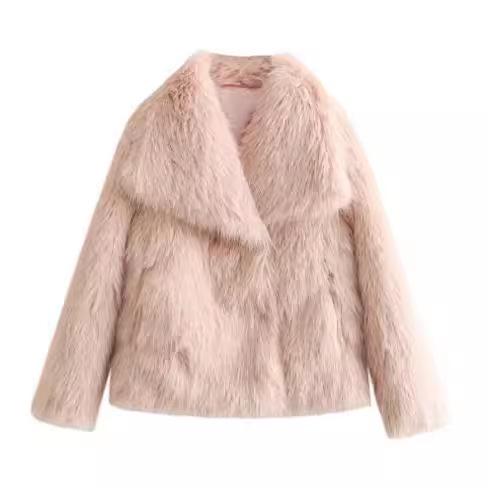 Luxury Women’s Faux Fur Jacket – Plush Soft Lapel Coat, Chic Winter Outerwear