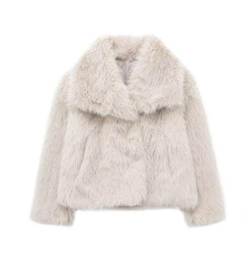 Luxury Women’s Faux Fur Jacket – Plush Soft Lapel Coat, Chic Winter Outerwear