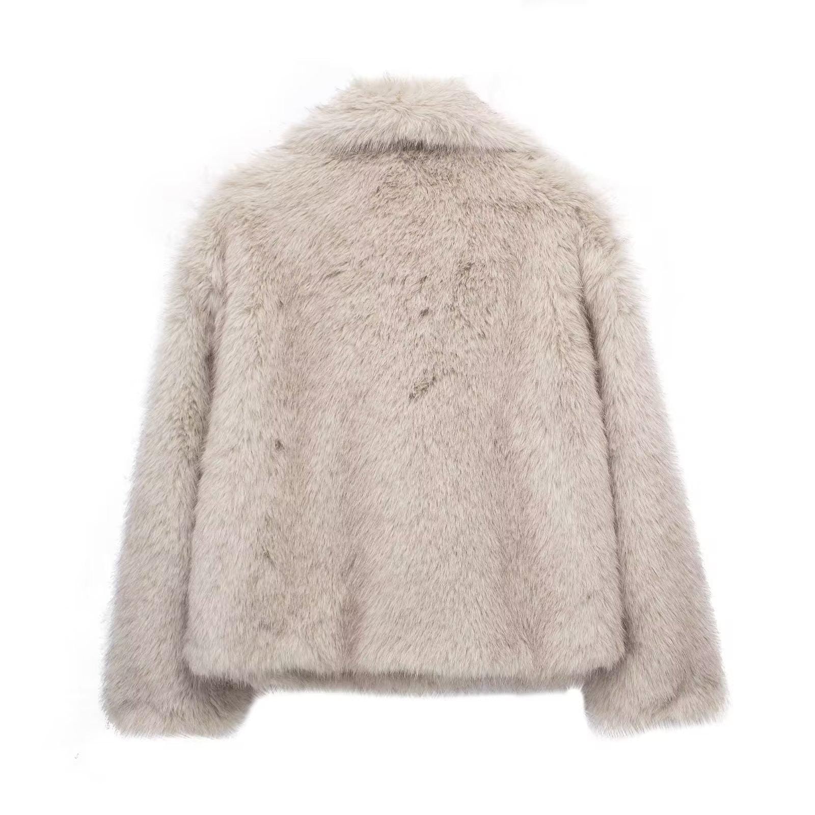 Luxury Women’s Faux Fur Jacket – Plush Soft Lapel Coat, Chic Winter Outerwear
