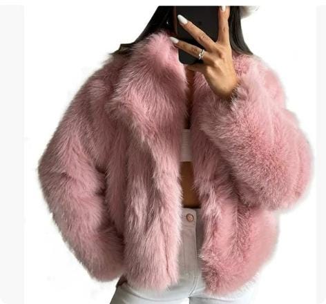 Luxury Women’s Faux Fur Jacket – Plush Soft Lapel Coat, Chic Winter Outerwear