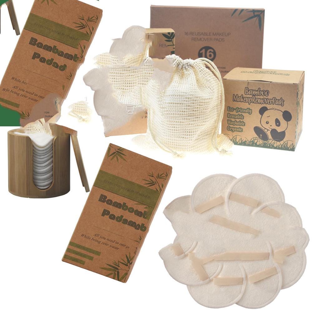 Bamboo Fiber Makeup Remover Pads – Reusable Eco Friendly Facial Cleansing Set